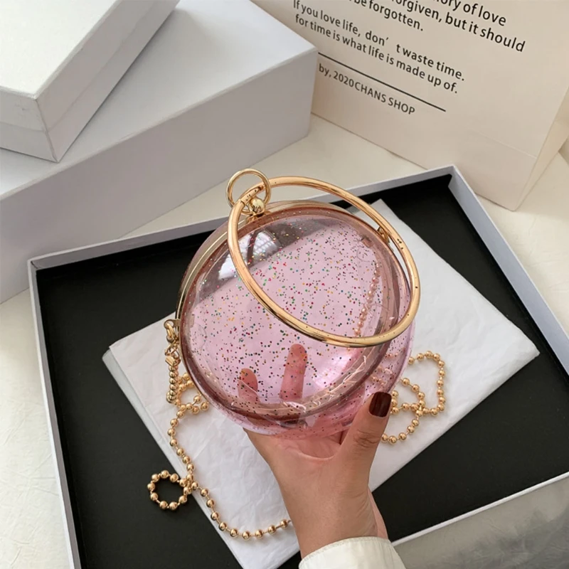 

Round Ball Clear Purse Acrylic Box Evening Clutch Bag Transparent Handbags 066C