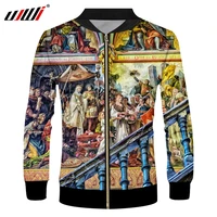 ujwi man new slim zip jacket 3d printed luxurious church windbreaker casual big size garment unisex autumn coat