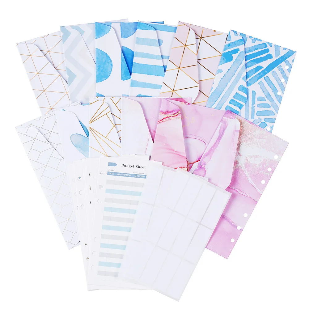 

A6 Binder Cash Envelopes for Budgeting and Saving,12 Pack of Assorted Colors,12 Expense Tracking Budget Sheets & 2 Label Sheets