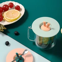rabbit ear silicone cup lid creative leakproof dust proof mug lid household sealed cup cap multi purpose
