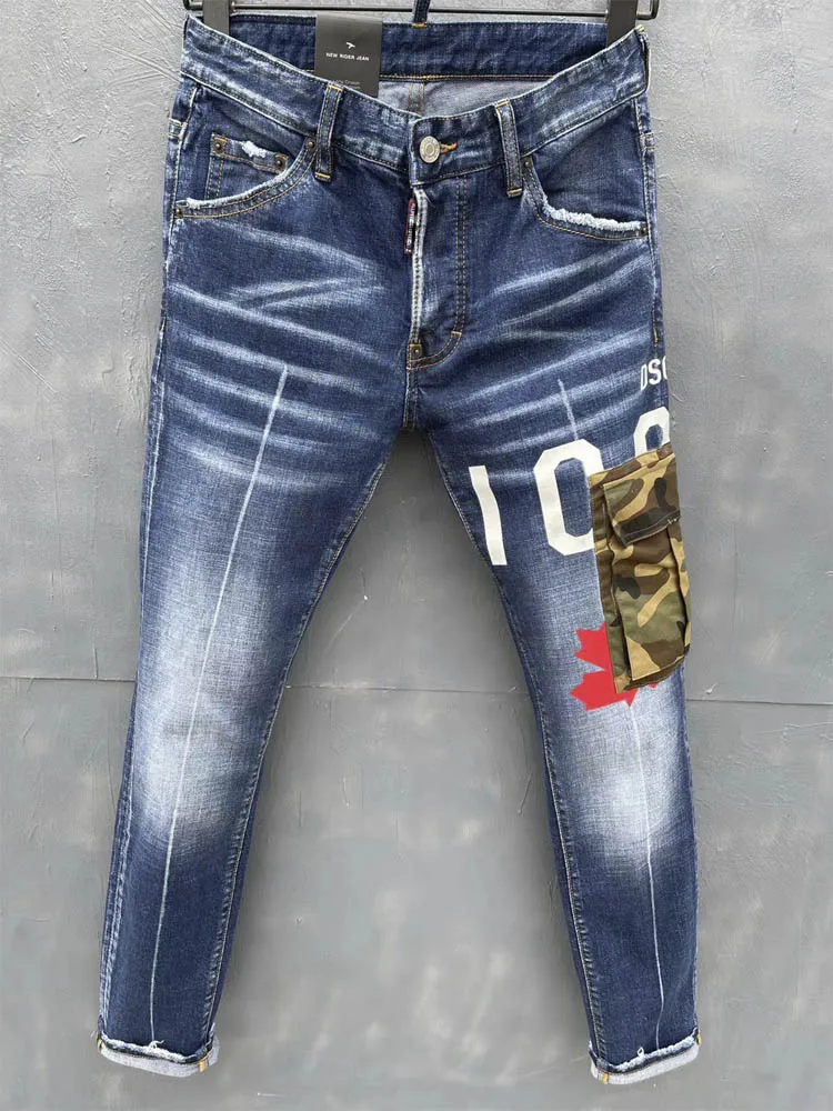 

Korean Style Fashion Men Jeans Embroidery Patch Designer Ripped Jeans Stretch Pencil Pants Streetwear Elastic Hip Hop Jeans Men