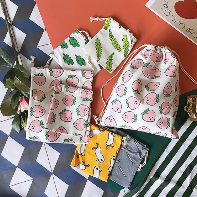 Корейский ulzzang Харадзюку Мультфильм Drawstring Женская Новая мода Портативный Путешествия Повседневная Женская Drawstring Карманный