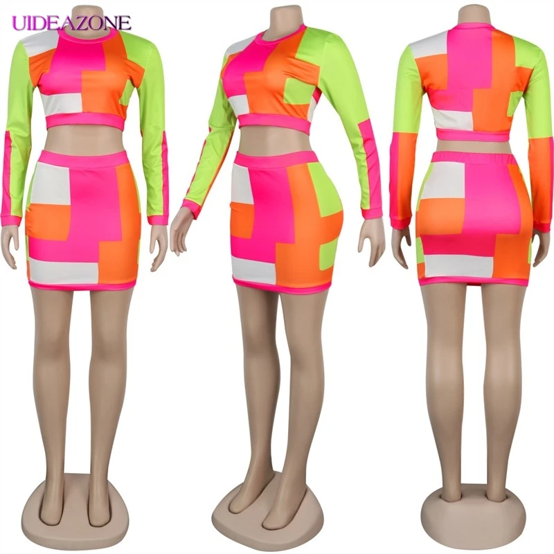 UIDEAZONE женский разноцветный лоскутный комплект из двух предметов элегантный