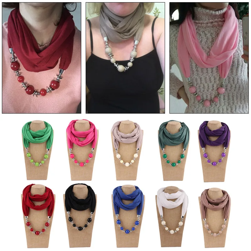 

Scarf Necklace Scarf Women Scarves Fashion Hijab Scarf Pearl Muslim Decorative Turban Hat