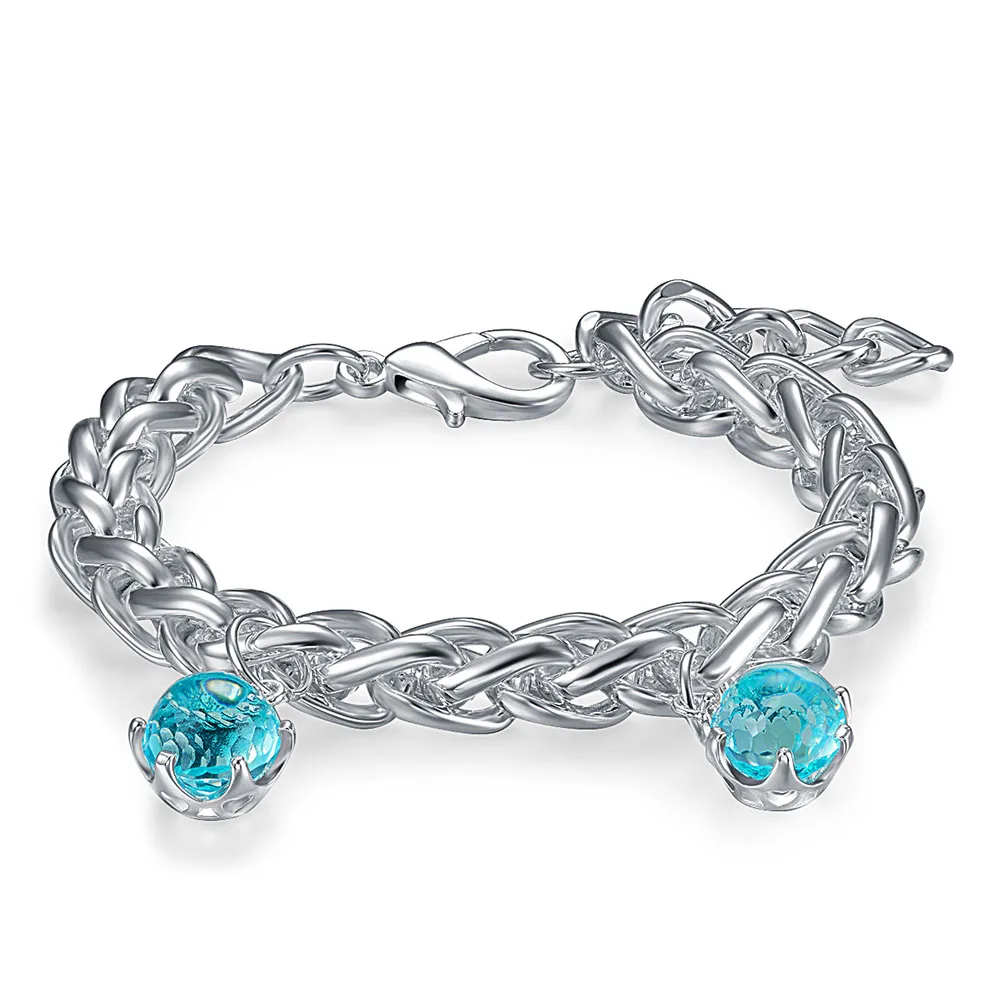 

New Arrive Bracelet for Women Hot Selling Special Cut CZ Sky Blue Color Stone Elegant Jewelry Wholesale price Free shipping