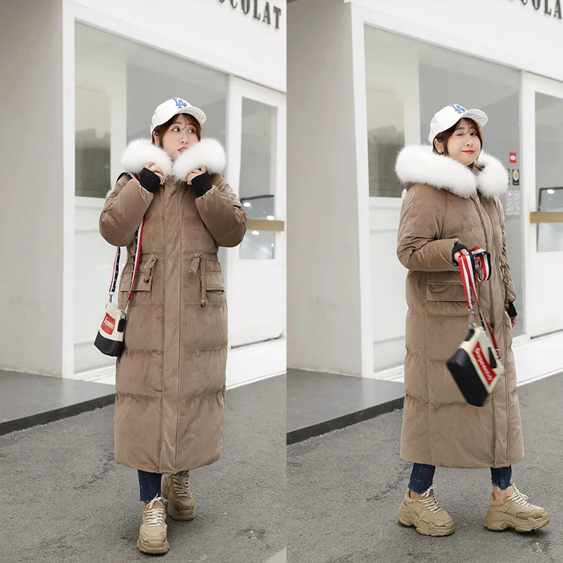 Женский пуховик на белом утином пуху размера плюс зимняя куртка Женская в