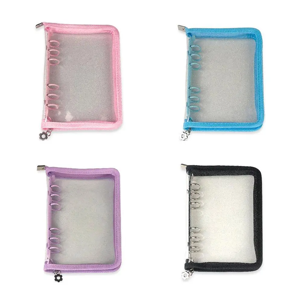 

A5 A6 6 Hole Binder Glitter Zipper PVC Loose-Leaf Notebook Cover Journal Supplies Office Stationery School Diary Clips Kore H0O3
