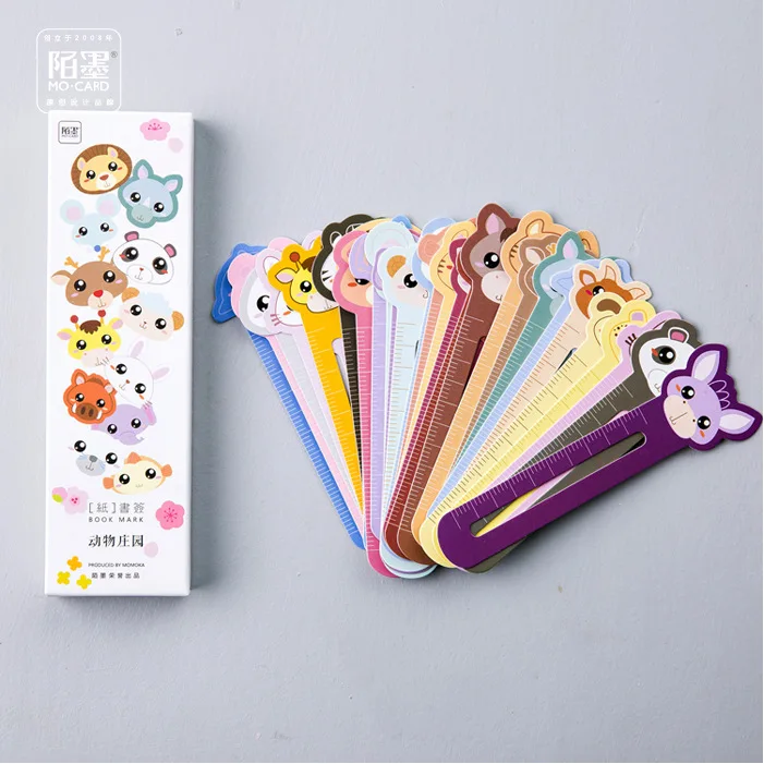 

30pcs Animal Kawaii Cute Paper Bookmark School Students Stationery Gift Cartoon Zoo Ruler Bookmarks for Books Dog Cat Book Mark