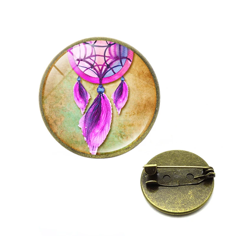 Новые Броши Ловец снов очаровательные перья Мандала лотоса на булавке