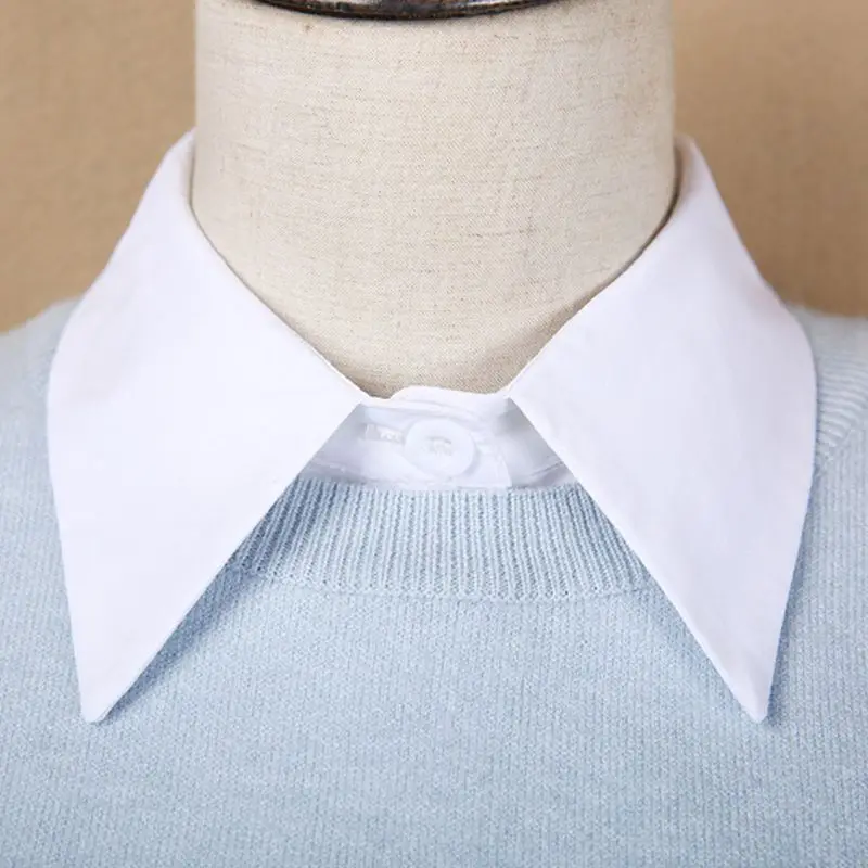 

Cotton Fake Collar Clothes Accessories Women Adjustable Solid Color Detachable Half-Shirt Blouse Tops