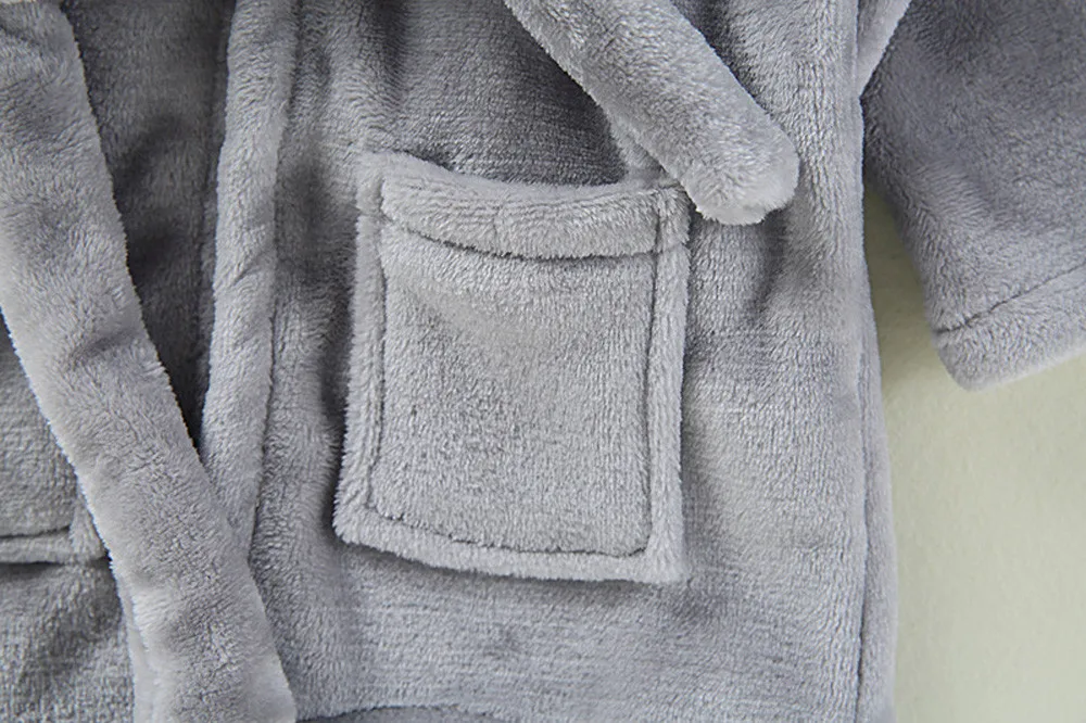 Детский однотонный банный халат для малышей хлопковый плюшевый с капюшоном