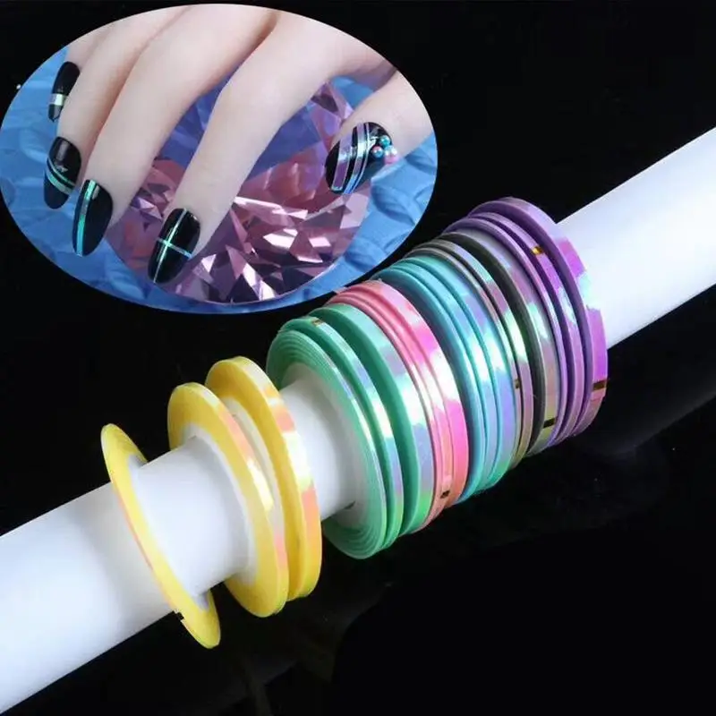 

Gold Strip Candy Color Mermaid Line Japanese Nail Art Decoration Matte Glitter Rainbow Nail Striping Tape