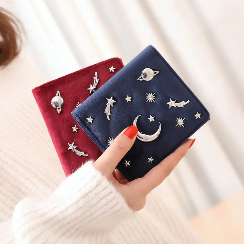 Популярный новый короткий женский ультратонкий складной бархатный кошелек в