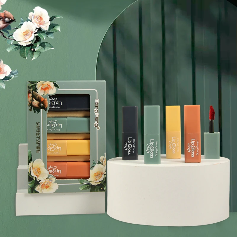 Набор блесков для губ 4/3 шт. бархатный пигментная жидкость водостойкая помада