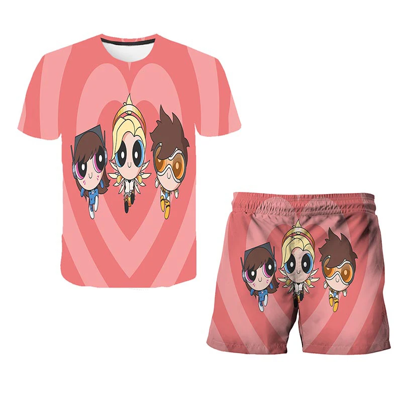 

Summer New Flying Policewoman 3D Printing Suit Must Help Children 2 Sets Of Boys' Tops + Shorts