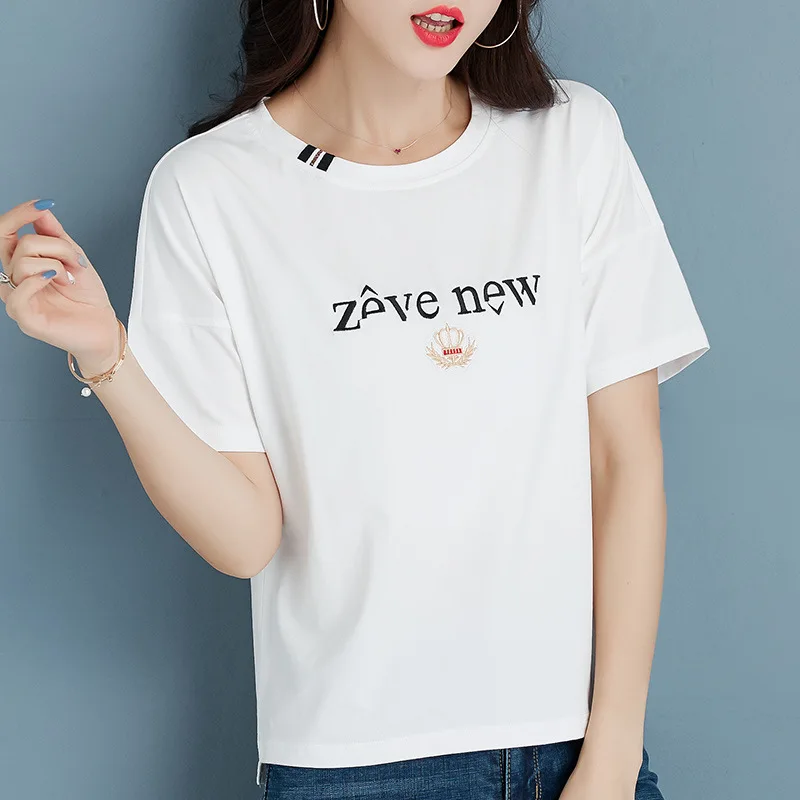 

YAM34 Short sleeve t-shirt female 2021 new summer fashion loose half sleeve female