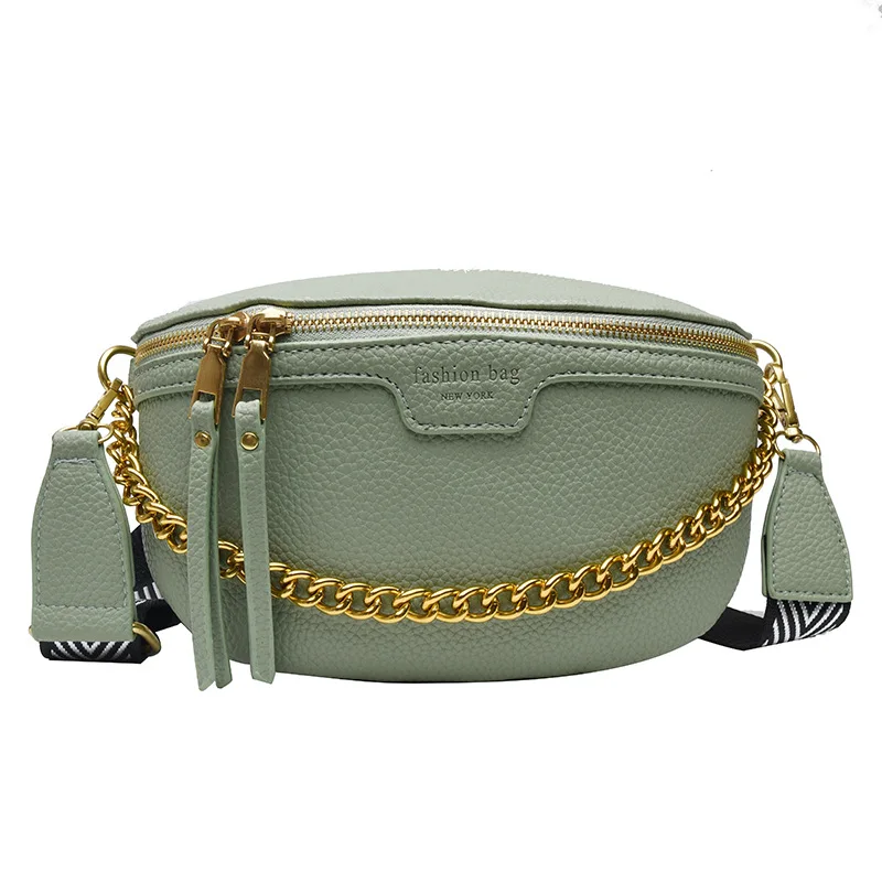 

Jin Mantang Designer Women's Belt Bag PU leather Chain Fanny Pack Bag on A Belt Fashion Wild Satchel Women Belly Band Waist Bag
