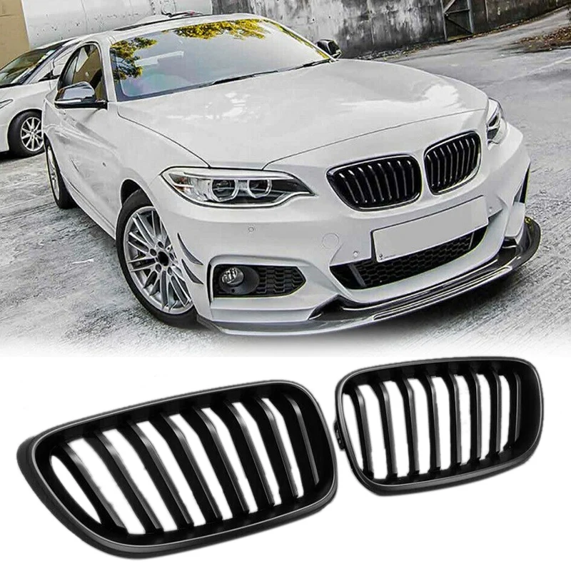 

Car Matte Black M Double Front Kidney Grill Grille Fit For-BMW F22/F23/F87 2-SERIES