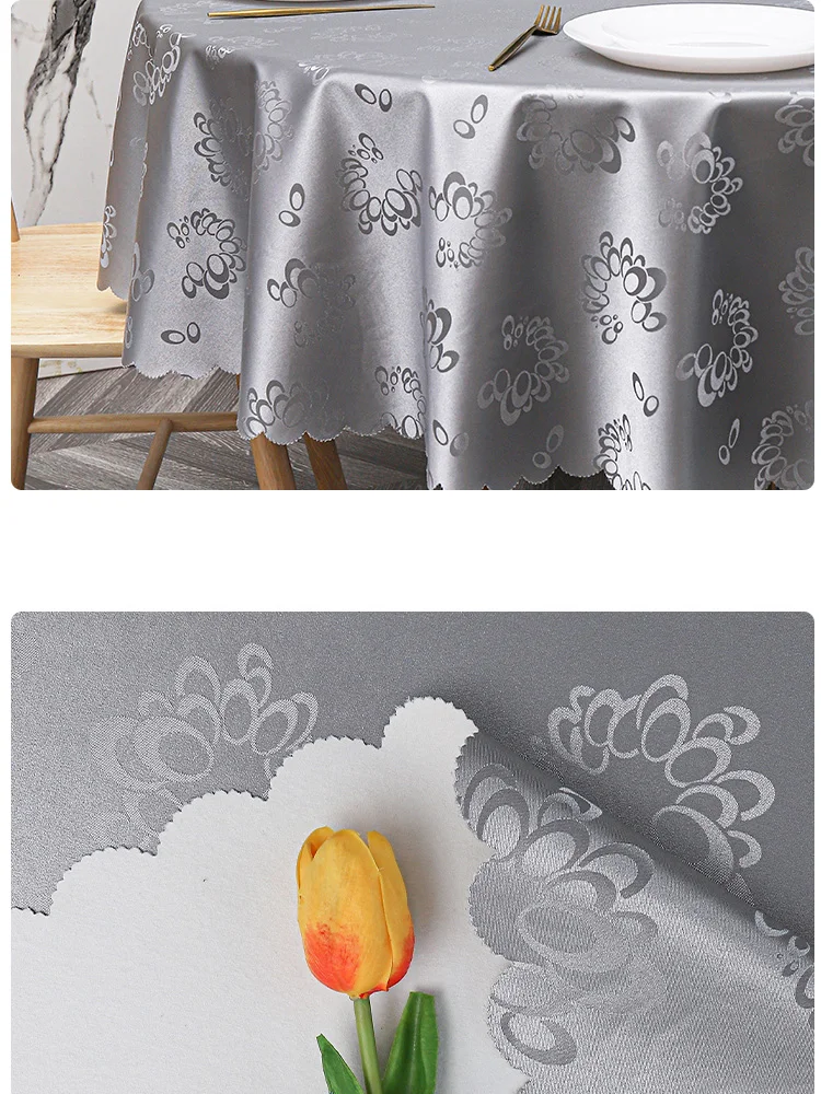 Mantel redondo PVC impermeable cubierta anti incrustante al aire libre mantel para comedor-1
