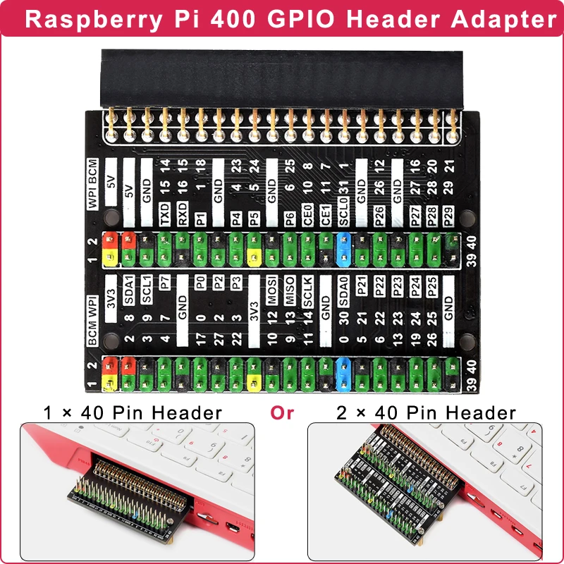 

Raspberry Pi 400 GPIO Interface Adapter Module 2 x 40PIN / 1 x 40PIN Header Adapter GPIO Extension Board for Raspberry Pi 400