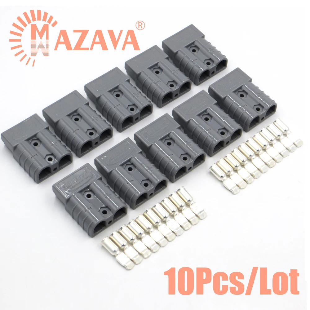 10Pcs 600V 350A Copper Silver Battery Quick Connector Kit Connect Plug Disconnect Winch Trailer Connect Max for 6AWG Wire