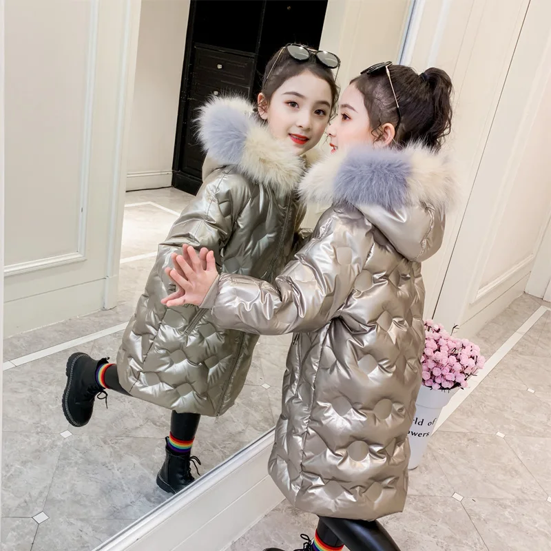

2021 New Big Girl Thickened Rainproof and Warm Long Down Padded Jacket Coat