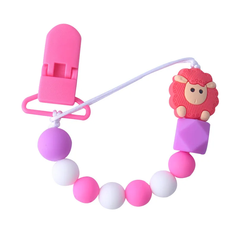 Без БФА силиконовый пустышка зажимы цепь мини овца кулон для кормления