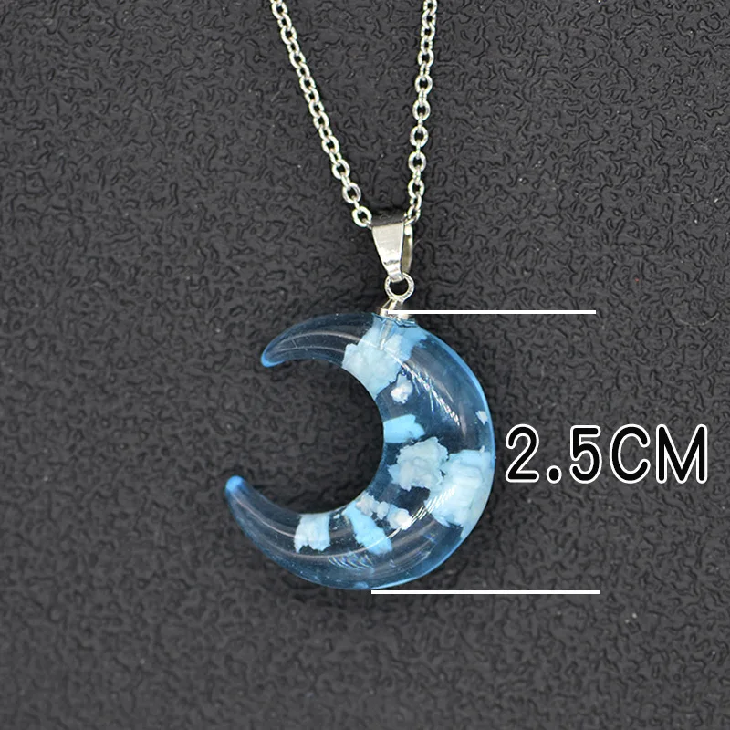 Светящееся хрустальное ожерелье подвеска в виде Луны голубое небо белое облако