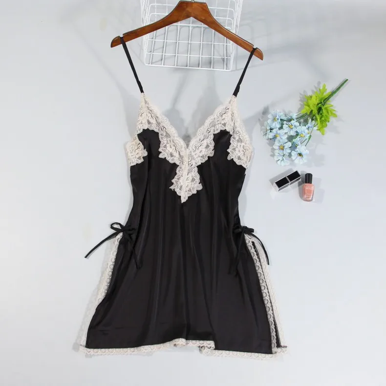 2019 женские ночные рубашки без рукавов шелковые ночная рубашка атласная