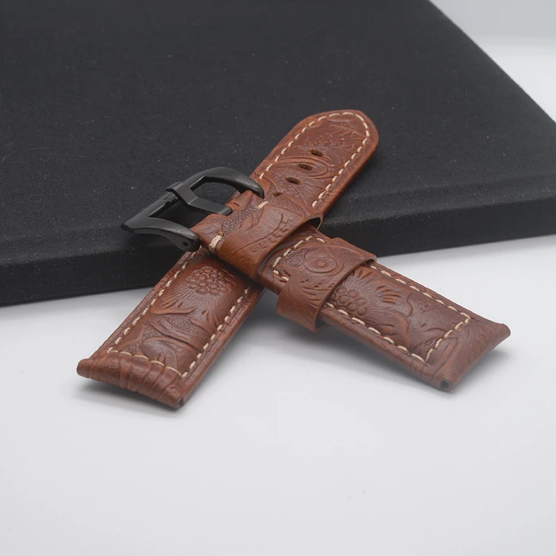 22mm/24mm/26mm Leather Watch Band fit for Panerai Athens IWC Replace Strap Top Layer Cowhide Bracelet Men Watch Matte Belt enlarge
