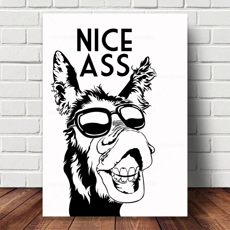 Красивая попка ванная комната принт Забавный знак Декор винтажный Ослик постер
