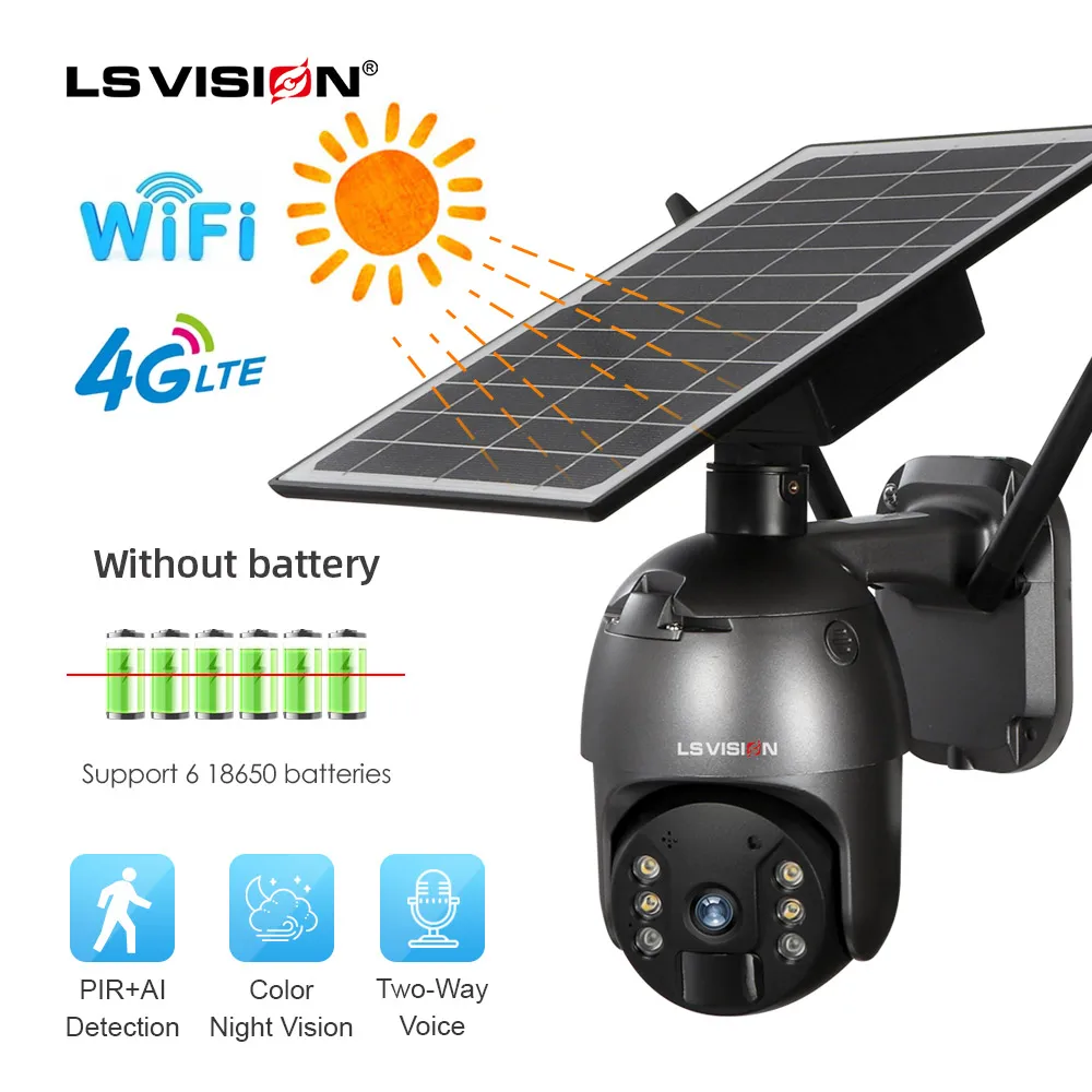 IP-камера наружная беспроводная водонепроницаемая с ночным видением 8 Вт 4G Wi-Fi HD