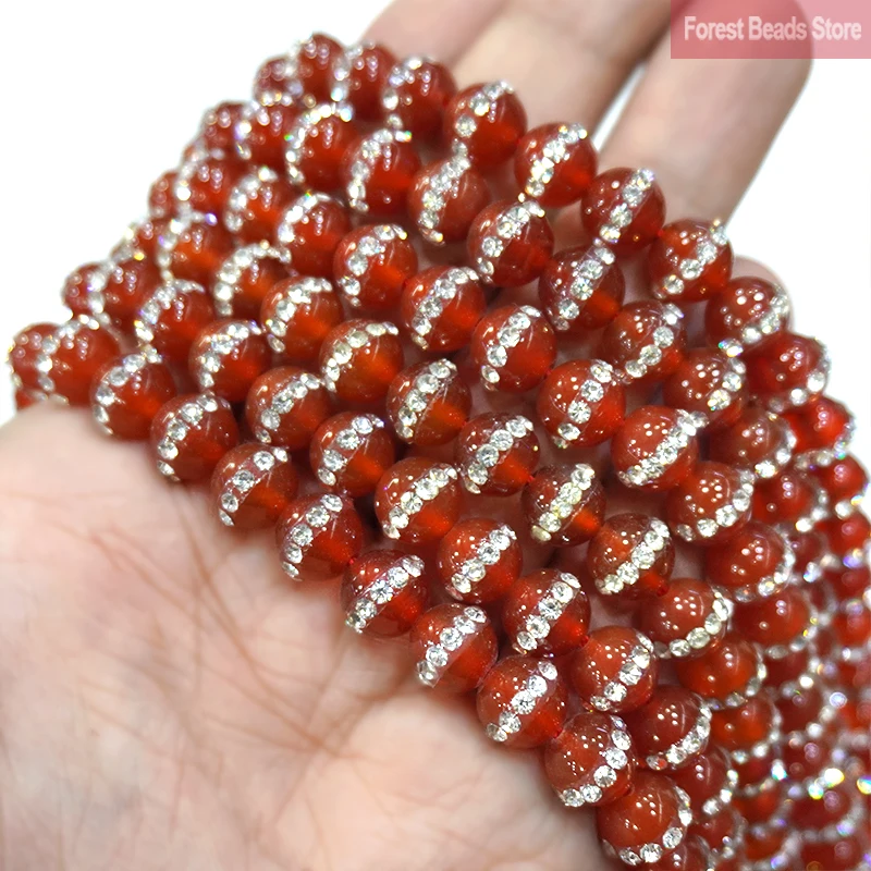 Натуральный камень гладкой кольцо бриллиантами красные Агаты Круглые бусины для