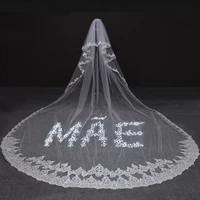 bling sequins lace long wedding veil customized with name letter bridal veil maepai veil