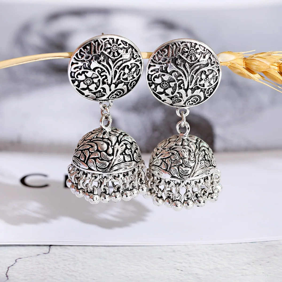 Фото Цыганские египетские Золотая кисточка серьги Jhumka ретро этнические круглые зеркальные серьги-подвески для женщин афганские мексиканские и... №5