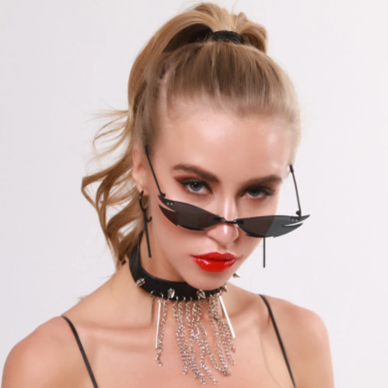 Женские солнцезащитные очки NAUQ trend брендовые дизайнерские в стиле панк с