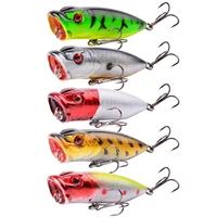 1pcs fishing lures 7cm12g topwater popper bait 5 color hard bait artificial wobblers plastic fishing tackle with 6 hooks