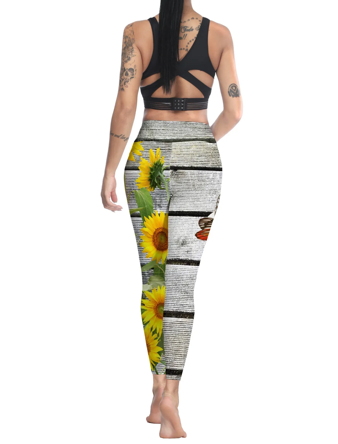 Повседневные женские леггинсы в деревенском стиле с подсолнухами штаны для