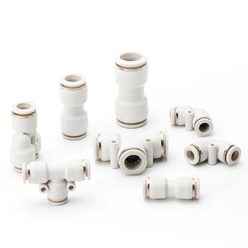 

10PCS Pneumatic fittings PV/PU/PE/PY Water Pipes Connectors 4-16mm Plastic Hose Quick Couplings Tee Air Hose Straight V-Type