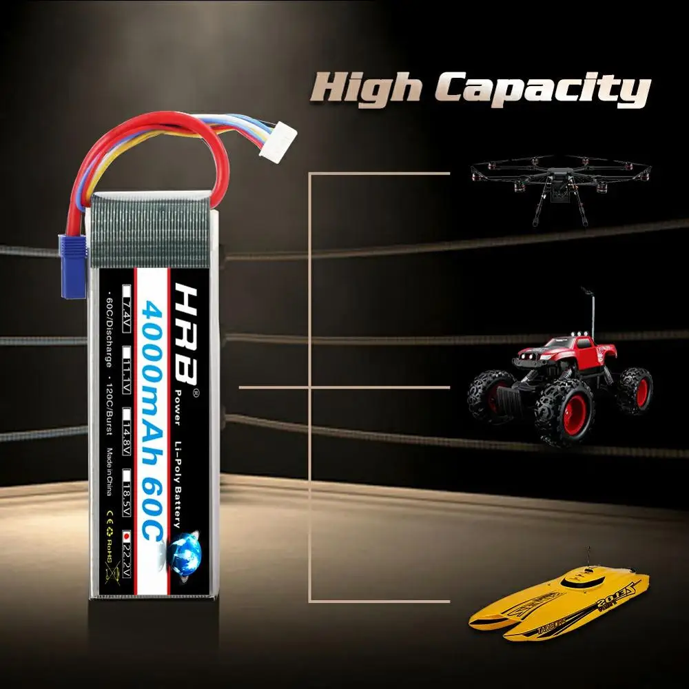 1/2 шт. HRB RC Lipo батарея 6S 22 2 в 4000 мАч для дрона 60C Trex 700 tarot 650 Квадрокоптер вертолет