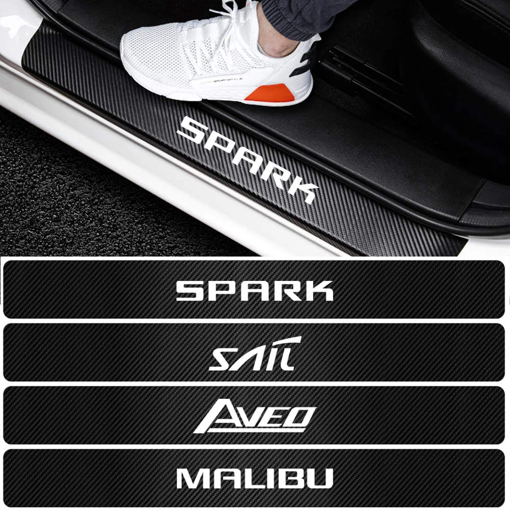 4 шт. украшение автомобиля из углеродного волокна Дверь Наклейка на порог для