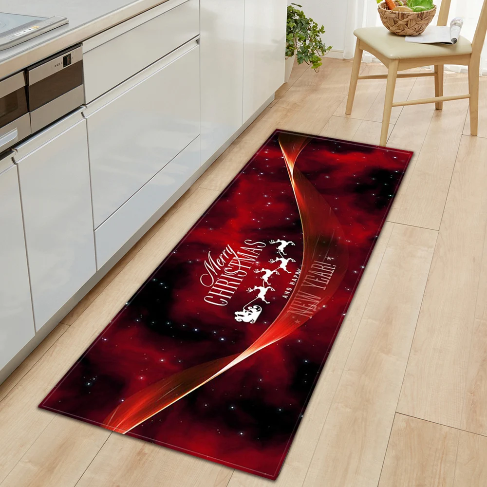

Kitchen Carpet Entrance Doormat Home Bathroom Living Room Bedroom Decor Rug Christmas Pattern Hallway Balcony Floor Non-Slip Mat