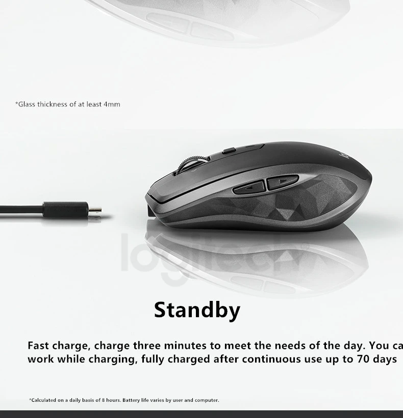 Logitech MX в любом месте 2S 2,4 ГГц Беспроводной Мышь 4000 Точек на дюйм Перезаряжаемые Bluetooth игровой мыши Двойное Подключение Мышь мульти-устройства Топ