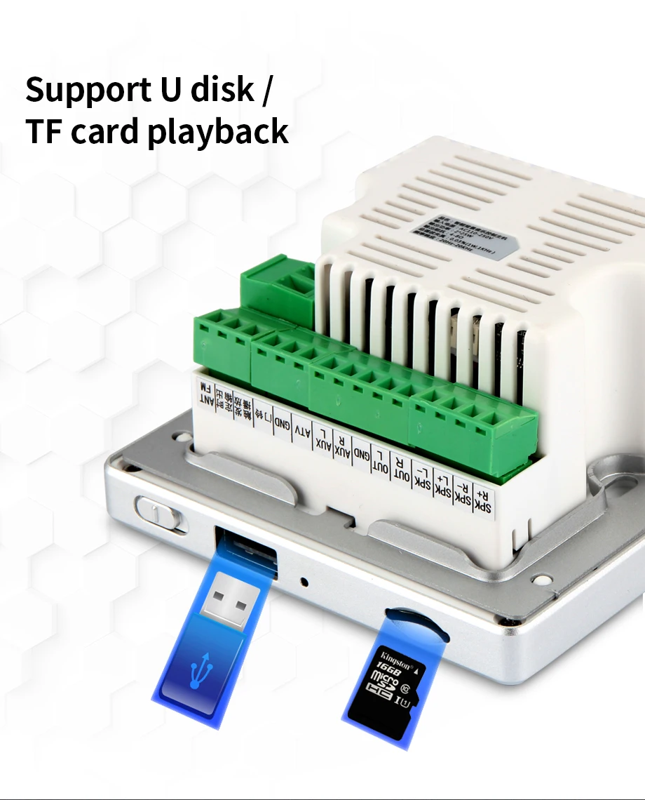 Умный настенный усилитель 2*25 Вт домашний фон музыкальный усилитель с bluetooth, USB, пульт дистанционного управления для звуковой системы