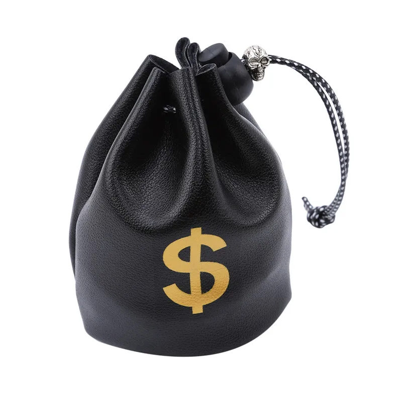 1Pc Dollar GBP Sterling EUR Euro Symbol Printed Black Small PU Key Pouch Wallet Drawstring Bag Coin Purse for Women Girls | Багаж и сумки