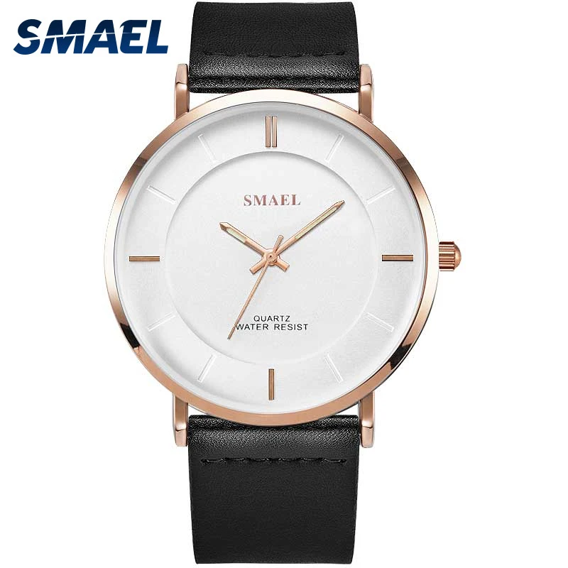 

SMAEL Man Watch Luxury Top Brand Large Dial Leather Strap Men's Watches Luminous Waterproof Casual Quartz Watches Reloj Hombre