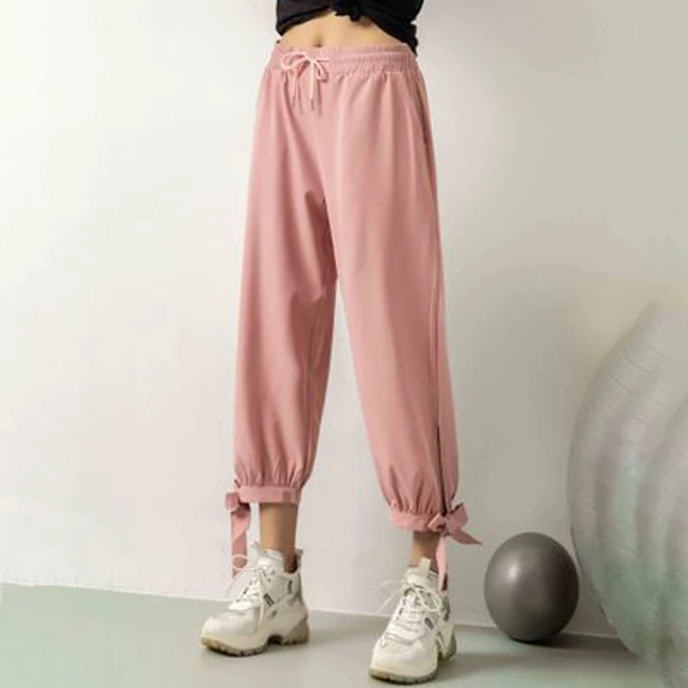 Дышащие штаны для бега с эластичной резинкой на талии Модные свободные брюки