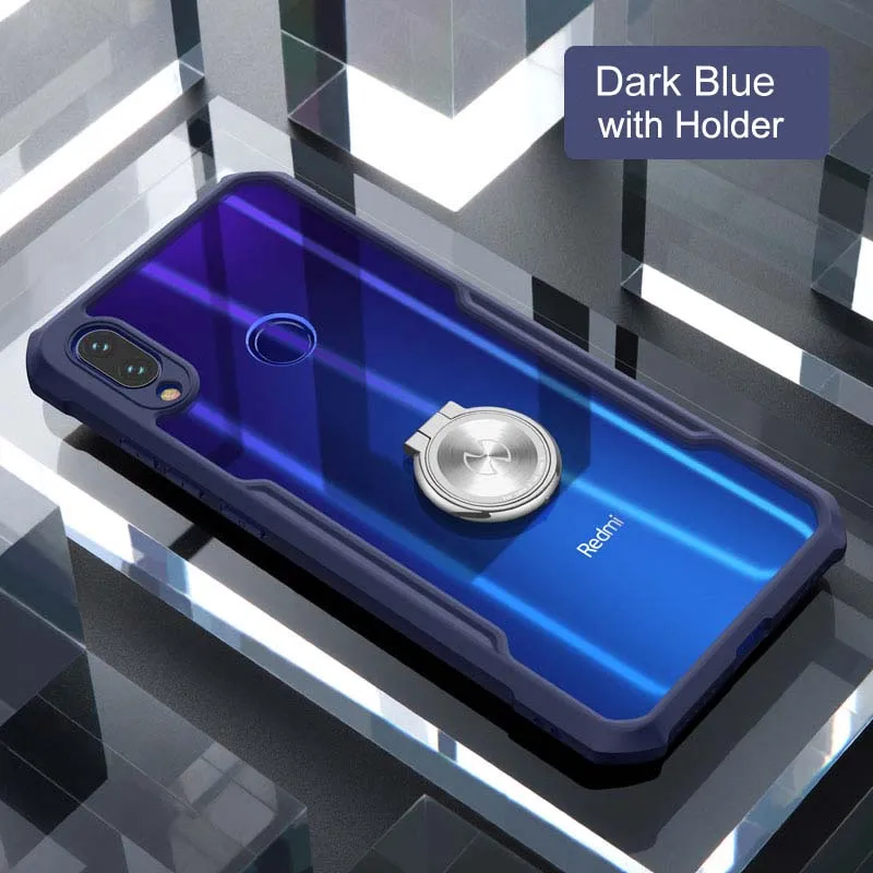 Для Xiaomi Redmi Note 7 Pro Чехол для телефона XUNDD подушки безопасности противоударный прозрачный PC+ TPU бампер задний Чехол для Redmi Note 7 Чехол Coque - Цвет: Dark Blue-with Ring