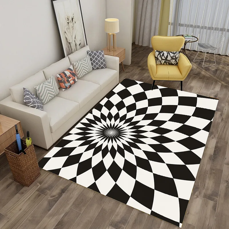 

RULDGEE Visual illusion Alfombra Bedroom Carpet Nordic Simple Office Floor Rugs 3D Printing Living Room Tea Table Mat