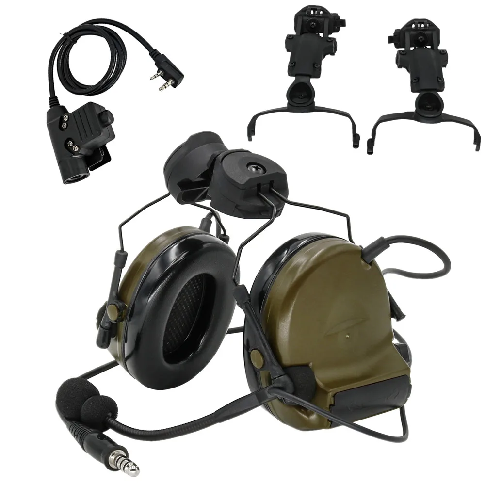 

COMTAC II Helmet Bracket Version Headphone Pickup Noise Reduction Hearing Protection Tactical Headset FG+U94 Ptt+ARC Rail Adapte